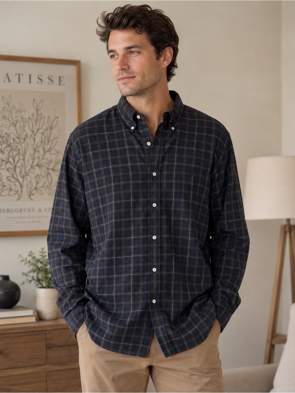NWT Ralph Lauren Blake XL Navy Tartan Plaid Button Down Shirt